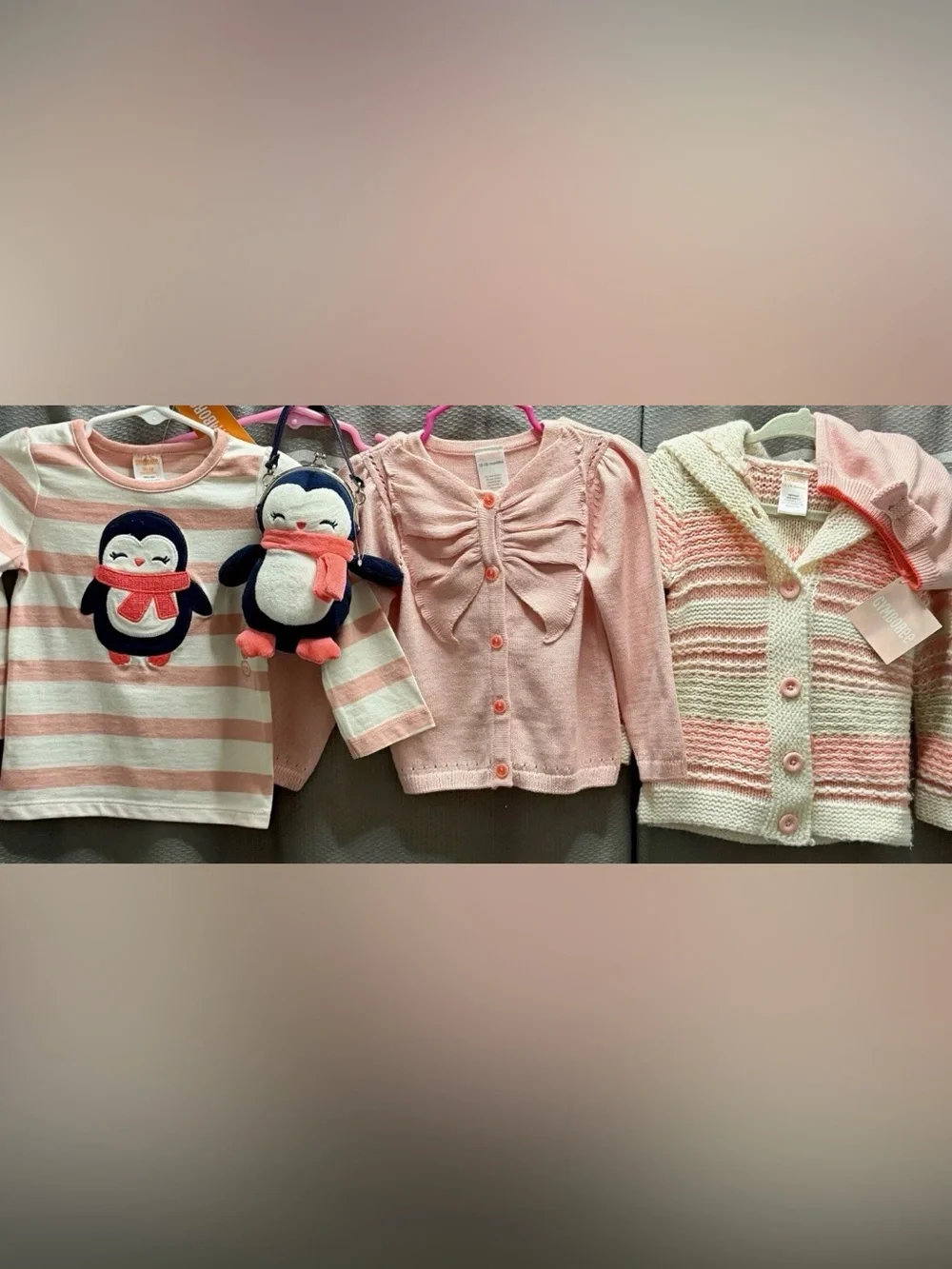 Gymboree Girls Girls 12-18M Polar Pink Coordinated Set 5pc Lot Plush Cardi Hat